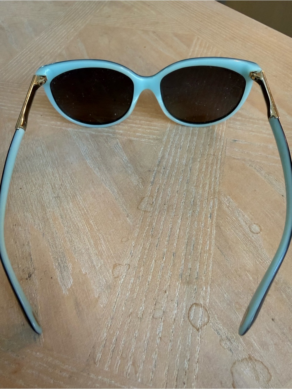 Tiffany & Co. Light Blue Cat-Eye Sunglasses with Gold Accents